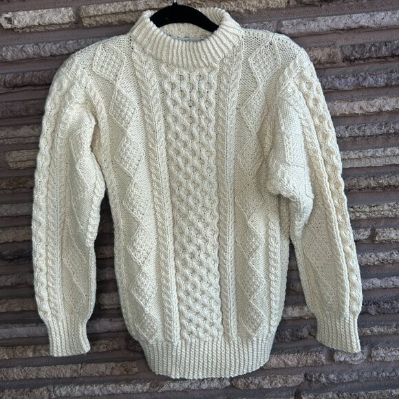 Joseph F. Heron Vintage 70s Ardara Donegal Irish Handknit Fisherman Sweater - Picture 6 of 7